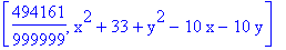 [494161/999999, x^2+33+y^2-10*x-10*y]